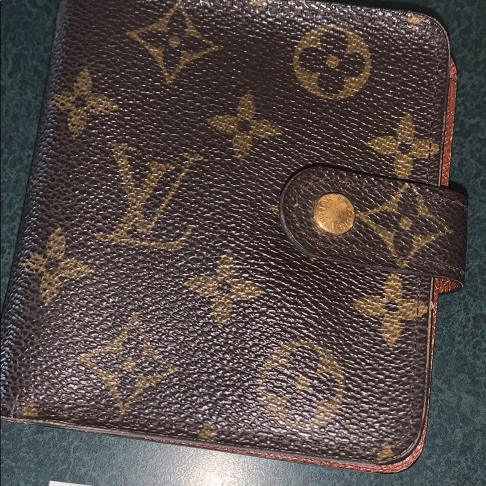 Monogram zipper closure short wallet